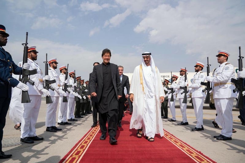 Sheikh Mohamed bin Zayed, Crown Prince of Abu Dhabi and Deputy Supreme Commander of the Armed Forces, with Imran Khan, Prime Minister of Pakistan, ahead of the World Government Summit.
Courtesy Mohamed bin Zayed / Twitter