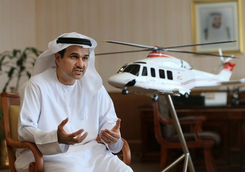 Abu Dhabi Aviation chairman Nadir Al Hammadi said that they are on a diversification path to help offset the highly cyclical nature of aviation. Ravindranath K / The National
