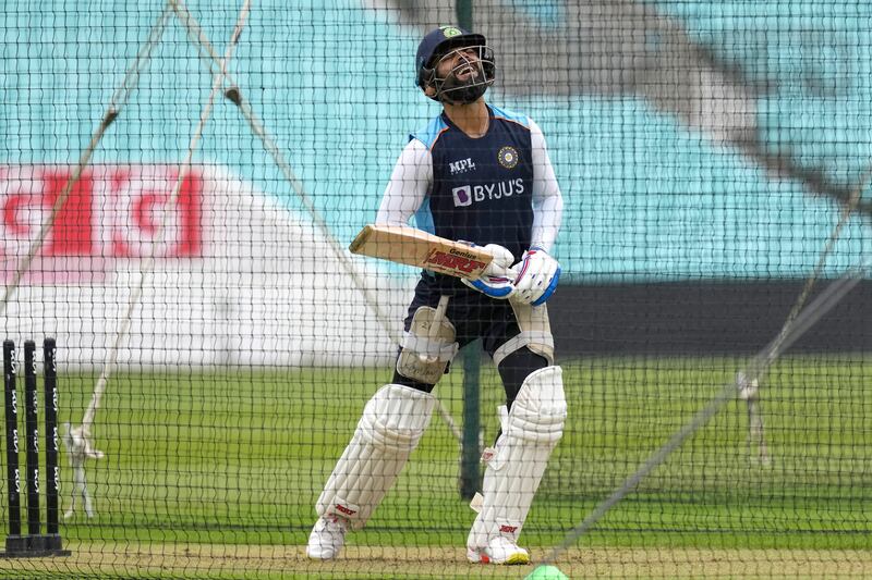 Virat Kohli trains ahead of the fourth Test against England at The Oval. AP