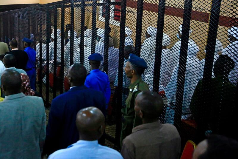 A partial view shows the trial of Sudan's ousted president Omar al-Bashir along with 27 co-accused at the Khartoum courthouse in the Sudanese capital. AFP