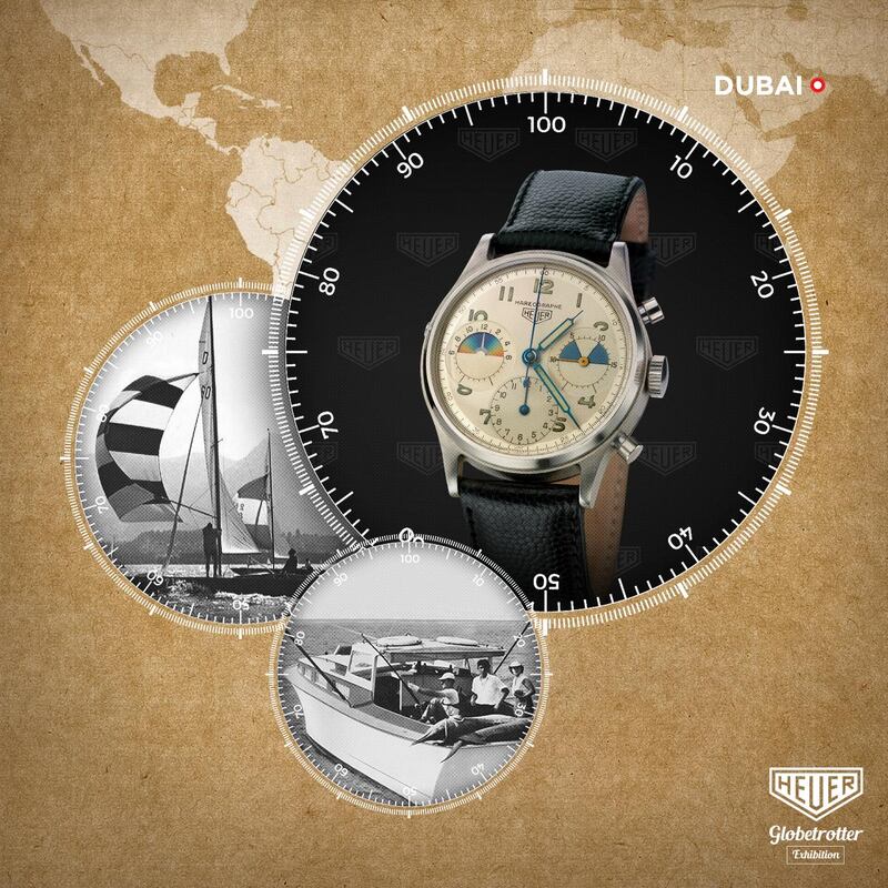 The Seafarer watch from 1950 that will be displayed in Dubai. Courtesy Tag Heuer