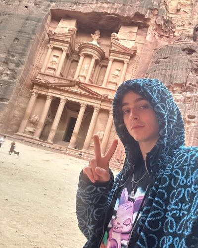 Timothee Chalamet visited Petra in Jordan while filming Dune: Part Two. Photo: Timothee Chalamet / Instagram