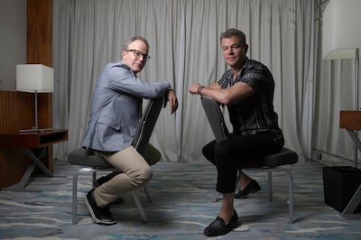 Director Tom McCarthy, left, and Matt Damon at the Cannes Film Festival. AP