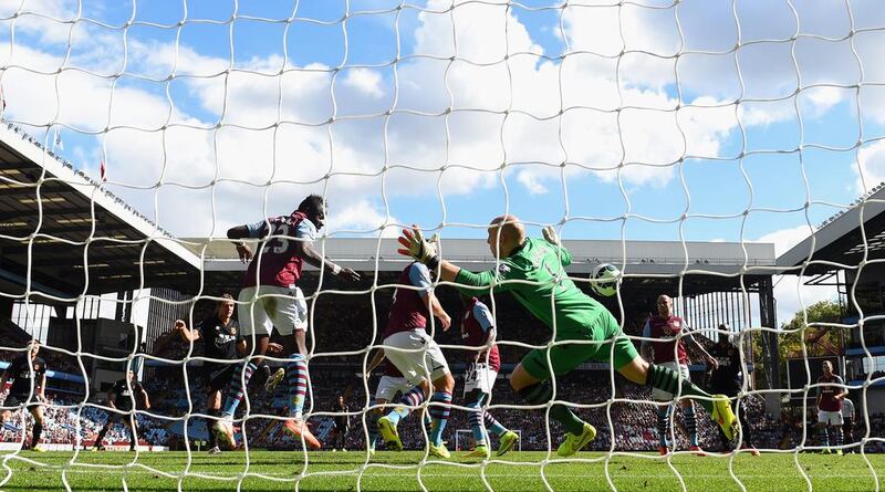 Aston Villa goalkeeper Brad Guzan is beaten for the first Hull goal during their Premier League match on Sunday. Stu Forster / Getty Images