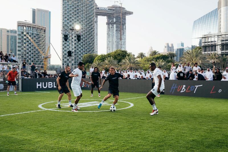 15.04.18  Match of Friendship - Pele XI vs. a Marcello Lippi XI. From Left: Amelia,  Zambrotta, Serginho, Karembeu, M. Salgado and Desailly.
Dubai Opera Garden, Dubai Opera, downtown
Anna Nielsen For The National

