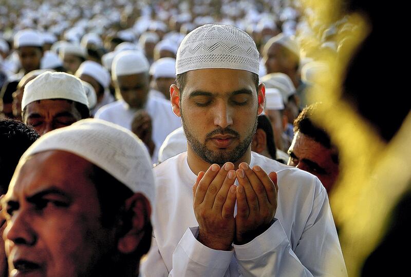 Dubai, June, 15, 2018: Muslims offer Eid Prayers at the Eidgah in Deira  in Dubai. Satish Kumar for the National