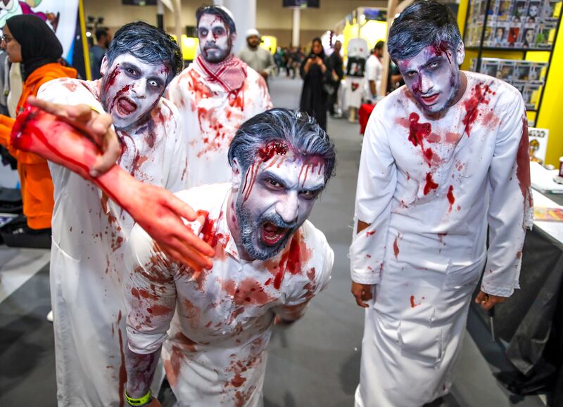 Friends cosplay as zombies 