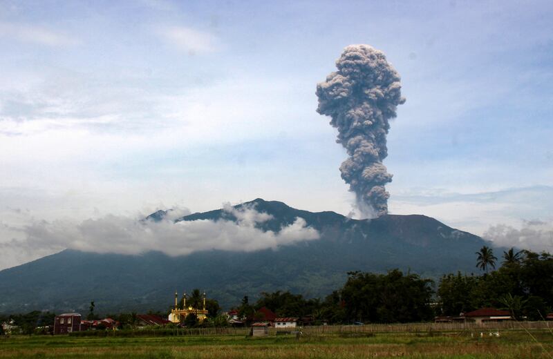 Mount Marapi volcano spews volcanic ash during an eruption as seen from Bukittinggi, West Sumatera province, Indonesia. Reuters