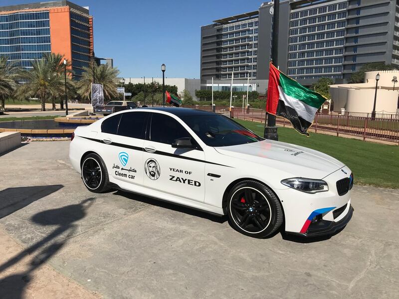 A BMW M5 with Year of Zayed decals. Adam Workman / The National