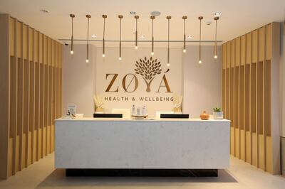 The basement reception area at Zoya Health & Wellbeing Resort. Pawan Singh / The National