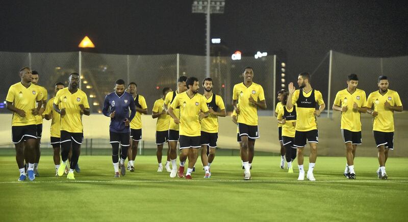 UAE training ahead of this week's WC qualifier against Indonesia.