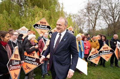 Leader of the Liberal Democrats Ed Davey during the launch of his party's local election campaign in Colliers Wood, south west London. Getty Images