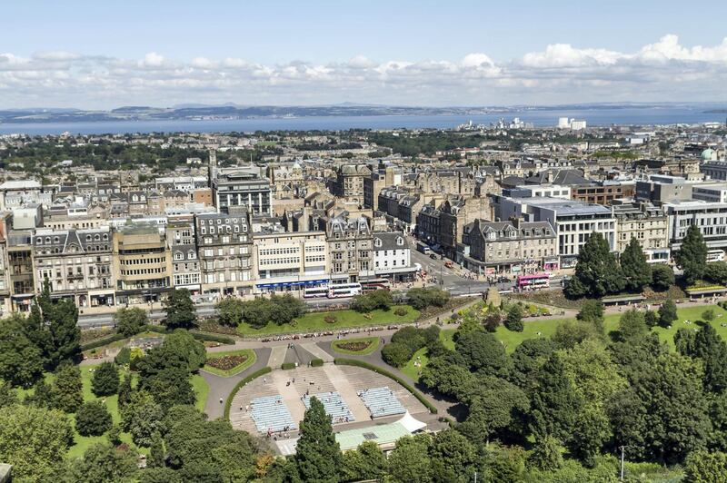 03 Jul 2013, Edinburgh, Scotland, UK --- Great Britain, Scotland, view from Edinburgh Castle to Edinburgh City --- Image by © Susan Brooks-Dammann/Westend61/Corbis