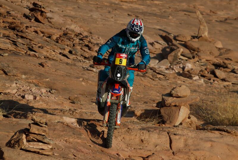 KTM Racing Team's Skyler Howes leads the motorbike category in the Dakar rally. Reuters