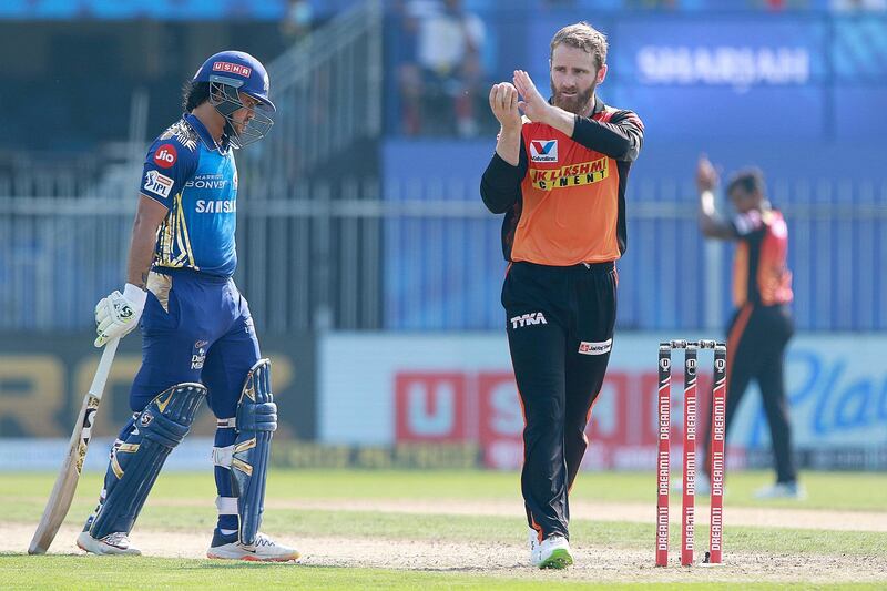 Kane Williamson of Sunrisers Hyderabad during match 17 of season 13 of the Indian Premier League (IPL ) between the Mumbai Indians  and the Sunrisers Hyderabad held at the Sharjah Cricket Stadium, Sharjah in the United Arab Emirates on the 4th October 2020.  Photo by: Rahul Gulati  / Sportzpics for BCCI