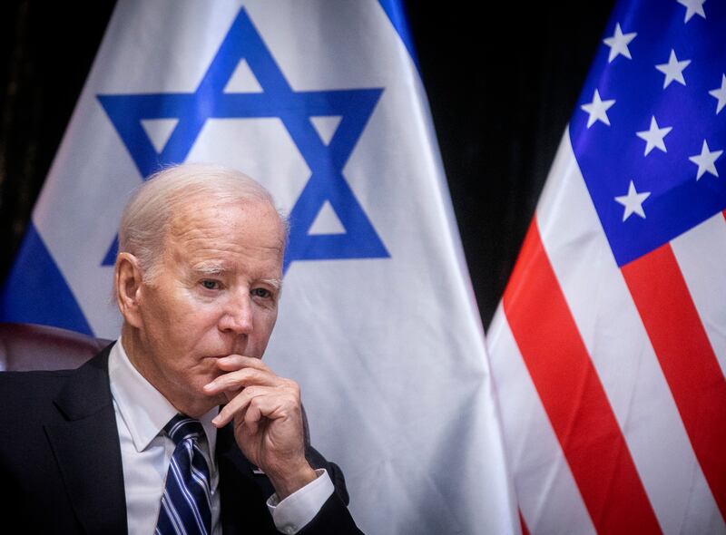 US President Joe Biden during a meeting with Israeli Prime Minister Benjamin Netanyahu in Tel Aviv. EPA