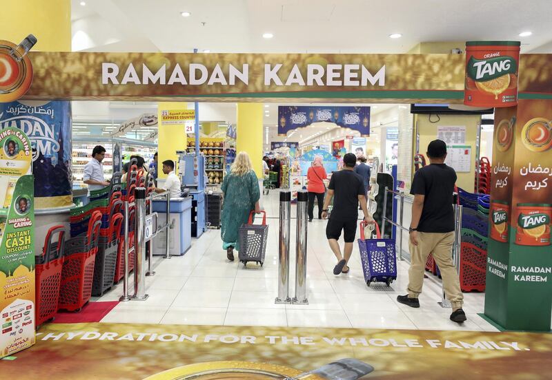 Abu Dhabi, United Arab Emirates - May 05, 2019: People shopping for Ramadan. Sunday the 5th of May 2019. Al Wahda Mall, Abu Dhabi. Chris Whiteoak / The National