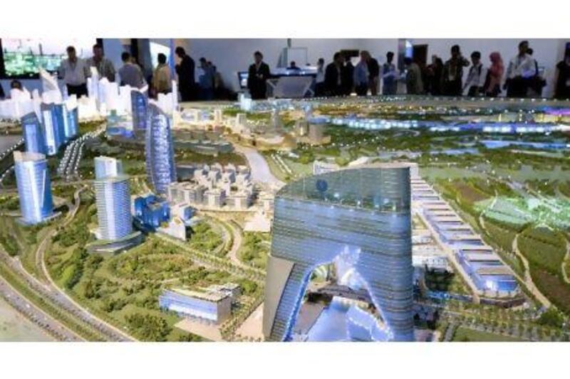 A model of Meydan at Cityscape Dubai. Emirates Airline has bought land in the development to build staff accommodation.
