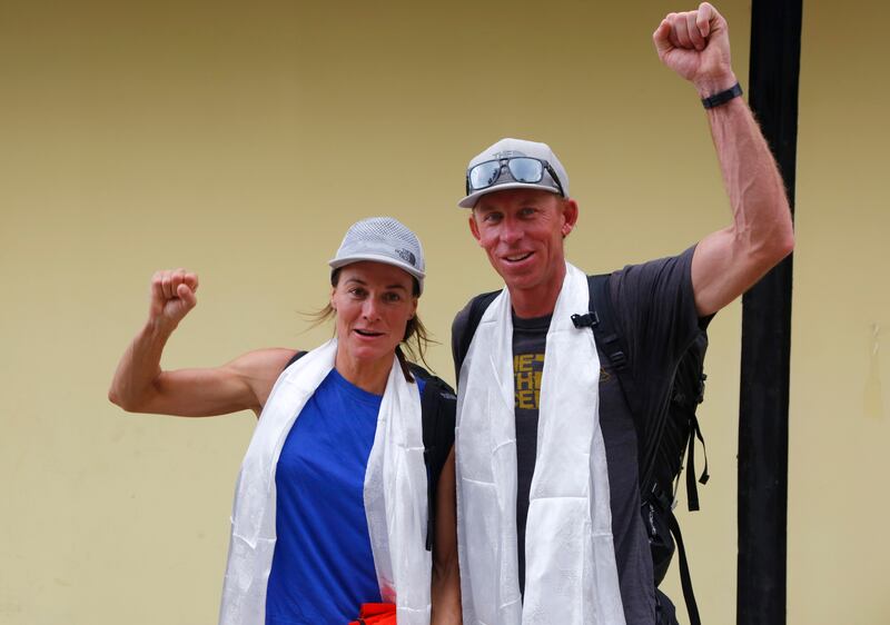 Hilaree Nelson of Telluride, Colorado and James Morrison of Tahoe, California, in Kathmandu, Nepal in 2018. AP