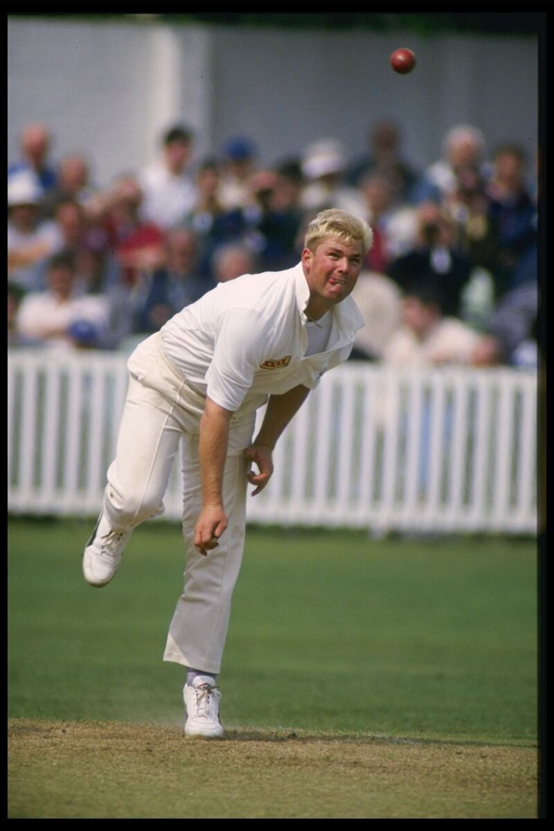 Warne in action against Somerset in 1993. Getty Images