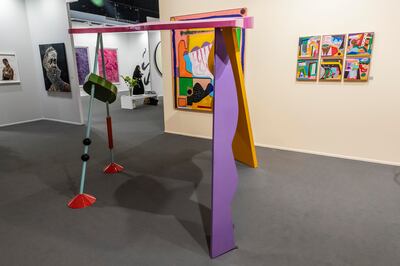 Nasser Almulhim's sculpture Conversation with my Inner Child at the Tabari Artspace booth at Art Dubai. Antonie Robertson / The National