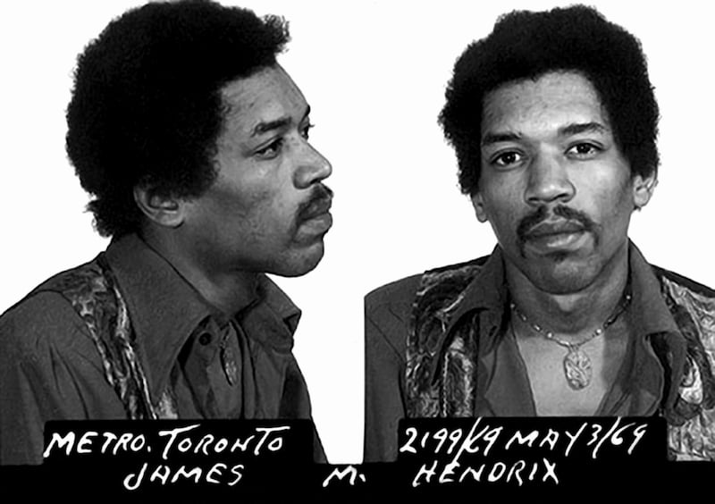 Jimi Hendrix after his arrest for drug possession at Toronto International Airport, May 1969. Getty Images