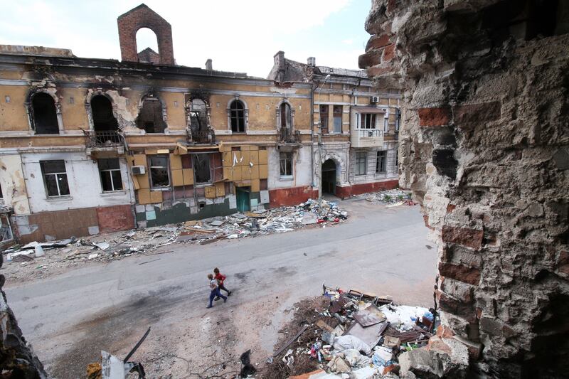 Destruction in the Ukrainian city of Mariupol. AP