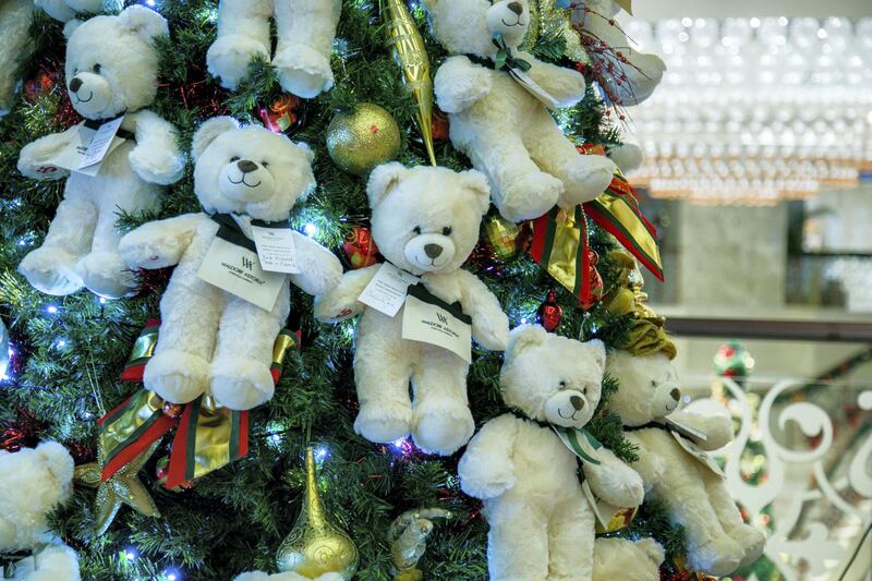 The Christmas tree at Waldorf Astoria Dubai Palm Jumeirah is teddy-bear-tastic. Located in the hotel’s Peacock Alley, the Teddy Bear Heaven Tree is part of the property’s Give a Bear a Home initiative. Guests can purchase a set of two Waldorf Astoria teddy bears – one to take home and one to donate to the Rashid Center for People of Determination.