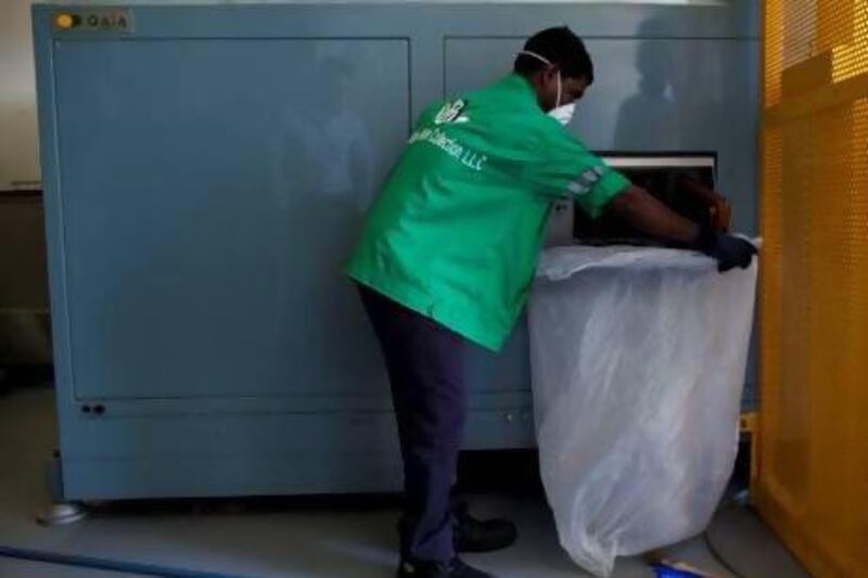 A newly installed compost machine that turns food waste into compost for a herb garden at the Westin Hotel in Abu Dhabi. Christopher Pike / The National