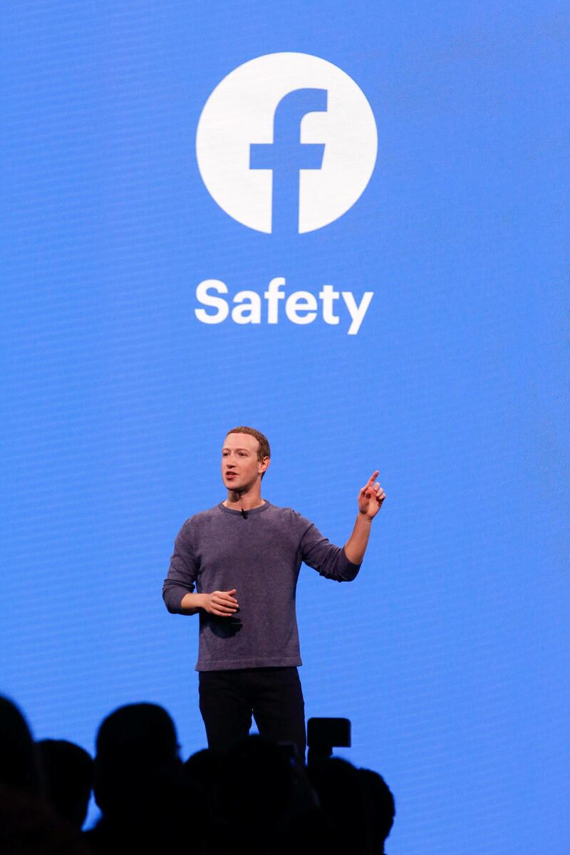Facebook CEO Mark Zuckerberg delivers the opening keynote introducing new Facebook, Messenger, WhatsApp, and Instagram privacy features at the Facebook F8 Conference at McEnery Convention Center in San Jose, California on April 30, 2019. - Got a crush on another Facebook user? The social network will help you connect, as part of a revamp unveiled Tuesday that aims to foster real-world relationships and make the platform a more intimate place for small groups of friends. (Photo by Amy Osborne / AFP)