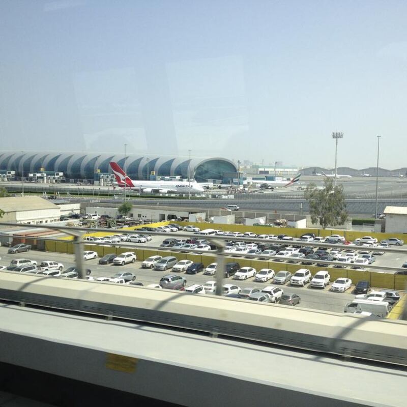 A view of Dubai International from Dubai metro.