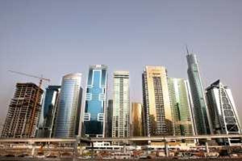 DUBAI, UNITED ARAB EMIRATES – May 18: View of the Jumeirah Lake Towers in Dubai.  (Pawan Singh / The National) *** Local Caption ***  PS02-JLT.jpg