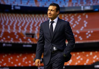 VALENCIA, SPAIN - SEPTEMBER 02:  President of Valencia CF Amadeo Salvo  attends the official presentation as the new player of Valencia CF Alvaro Negredo at Estadi de Mestalla on September 2, 2014 in Valencia, Spain.  (Photo by Manuel Queimadelos Alonso/Getty Images)