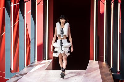 The opening look for the Louis Vuitton spring summer 2023 show, by deisgner Nicolas Ghesquiere. EPA 