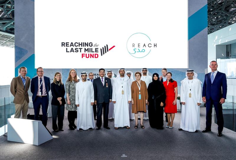 Abu Dhabi, United Arab Emirates, November 19 , 2019.  
Reaching the Last Mile Forum.
-- Group photo of participants and speakers of Reaching the Last Mile Fund.
Victor Besa / The National
Section:  NA
Reporter:  Dan Sanderson