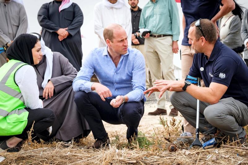 The Duke of Cambridge being shown around Jahra Nature Reserve. Twitter/ @Kensington Royal