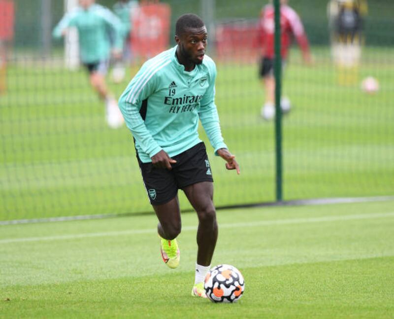 Arsenal attacker Nicolas Pepe  at London Colney.