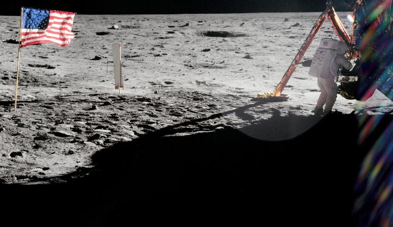 Armstrong works near the lunar landing module. NASA / EPA