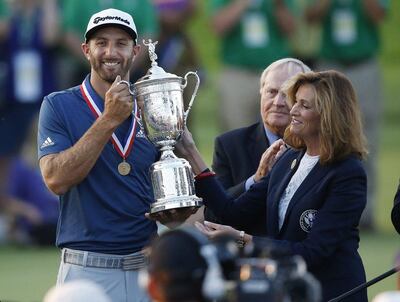 Dustin Johnson after winning the 2016 US Open. Michael Reynolds / EPA