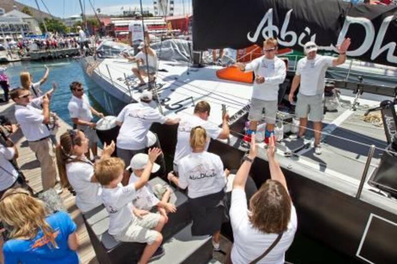 Abu Dhabi Ocean Racing, skippered by Ian Walker from the UK at the start of leg 2 from Cape Town, South Africa to Abu Dhabi, UAE. (Credit must read: IAN ROMAN/Volvo Ocean Race)