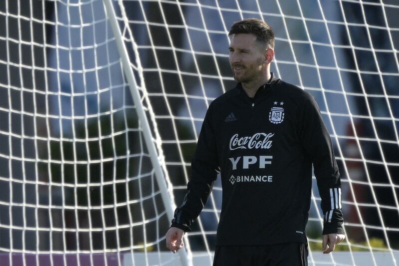 Argentina star Lionel Messi takes part in a training session in Ezeiza. AFP