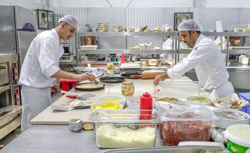 Abu Dhabi, United Arab Emirates, May 22, 2019.    Suhur at the Emirates Palace Hotel with Soux Chef, Yahia Al Mustafa and his Ramadan tent team.
Victor Besa/The National
Section:   NA
Reporter:  John Dennehy