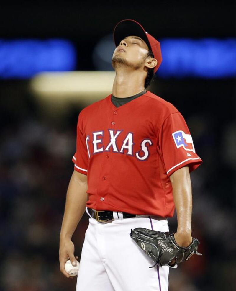 For the second time in his short MLB career, Texas Rangers' starter Yu Darvish took a no-hitter into the final inning only to fall short of the achievement. Tony Gutierrez / AP Photo