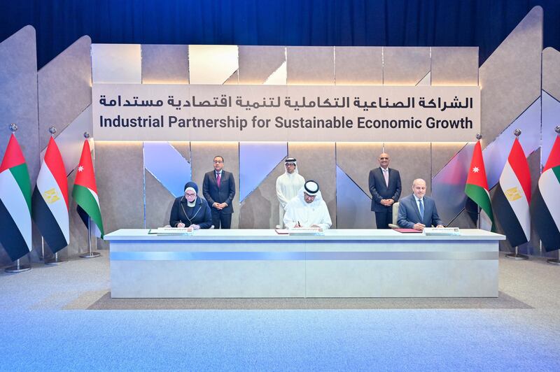 UAE, Egypt and Jordan agree industrial partnership for sustainable economic growth. Photo: Ministry of Presidential Affairs