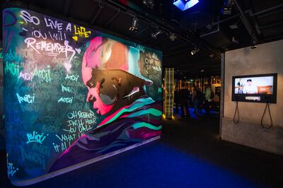 A graffiti installation in the Avicii Experience. AFP