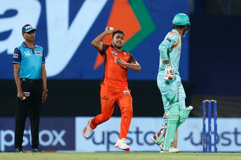 Sunrisers Hyderabad's Umran Malik bowled the fastest delivery of IPL 2022 against Lucknow Super Giants at the DY Patil Stadium in Mumbai on Monday, April 4. Sportzpics / IPL