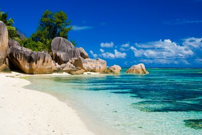 Anse Source d'Argent in the Seychelles is one of the world's most beautiful beaches, best visited in July. Getty