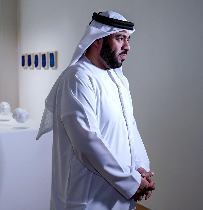 Abu Dhabi, United Arab Emirates, February 15, 2020.  
    STORY BRIEF: Opening of UAEUnlimited exhibition Intimaa: Belonging at the  NYUAD Art Centre.
--  Nasser Abdalla, Curator of  Intimaa Exhibition.
Victor Besa / The National
Section:  AC
Reporter:  AlexandraChaves