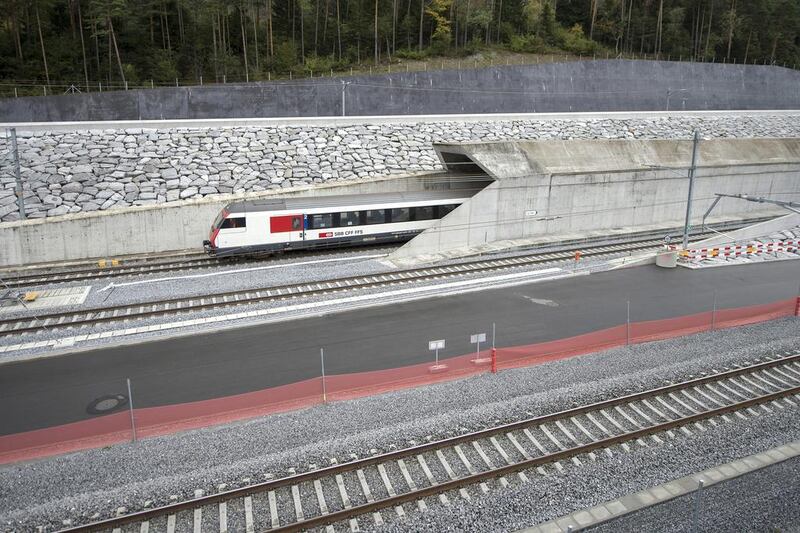 A test train was run close to the northern gate near Erstfeld in October, 2015. Urs Flueeler / Keystone via AP