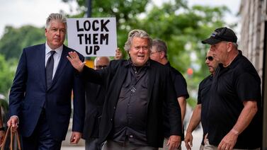 Steve Bannon, former adviser to Donald Trump, leaves federal court in Washington on Thursday. Getty Images / AFP